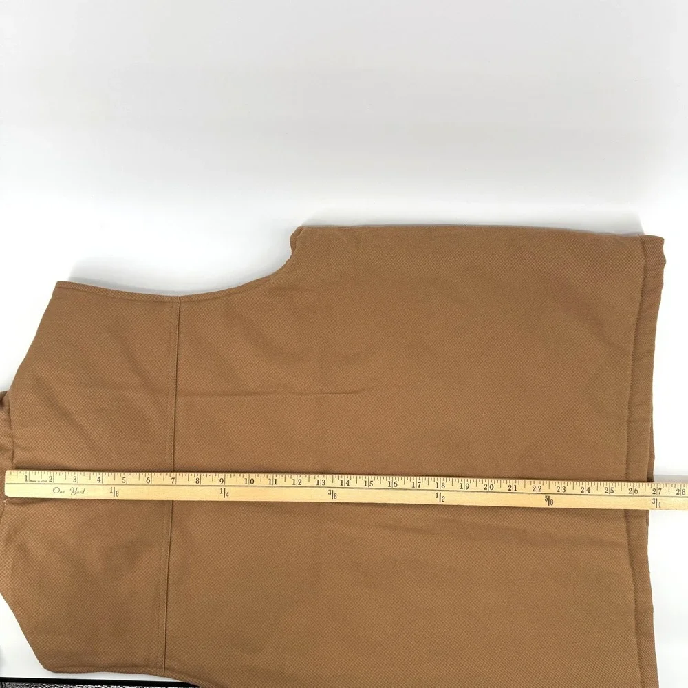 Weatherproof Canvas Workwear Vest Mens Medium Brown Sherpa Lined Quilted Utility